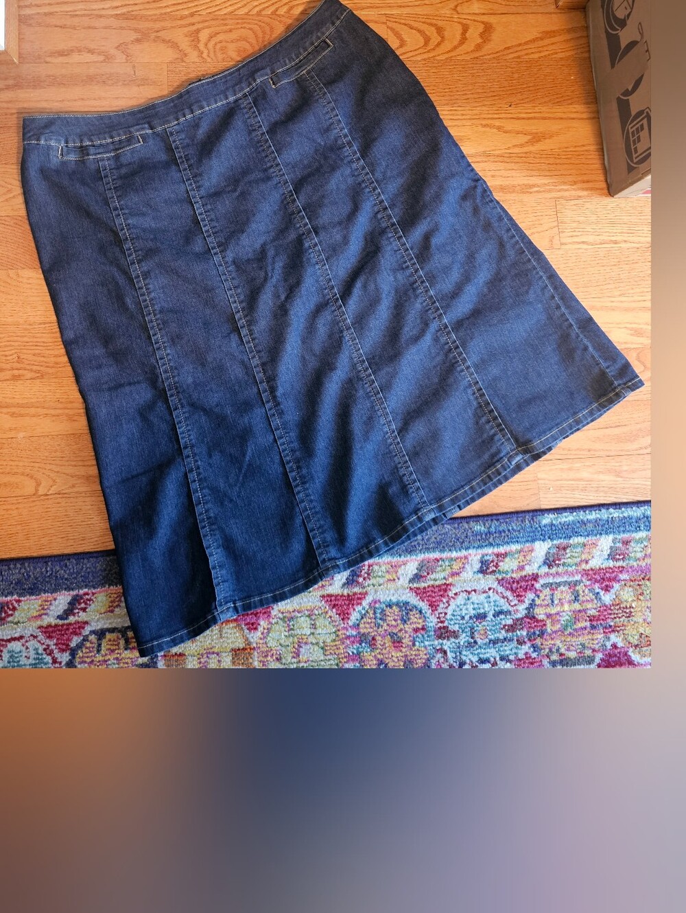 Plus Size Vintage 2000s Stretch Denim Midi Skirt Avenue 22 Medium Wash 3XL